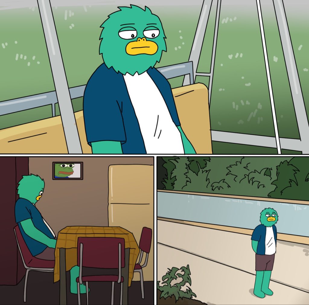 Comic panels of Yeti riding a bus and waiting alone